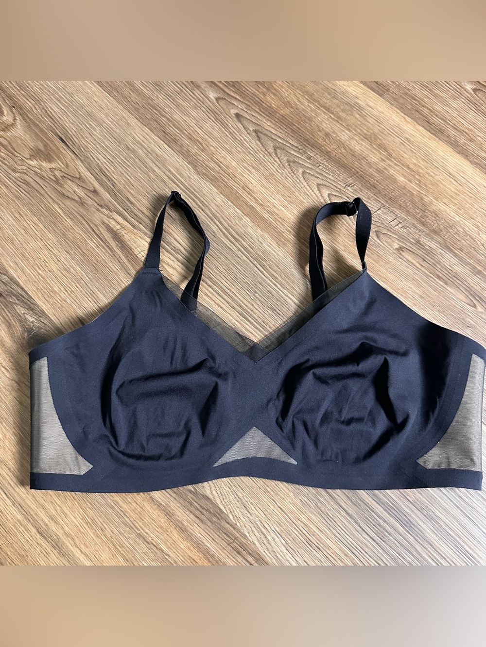 Honeylove Cross Over Wireless Bra Black/Tan XL Adjust Convertible Straps No Pads